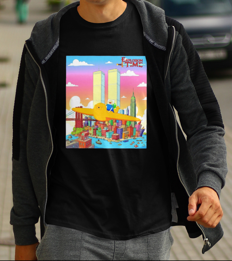 Explosion Time Adventure Finn And Jake NYC Skyline T-Shirt