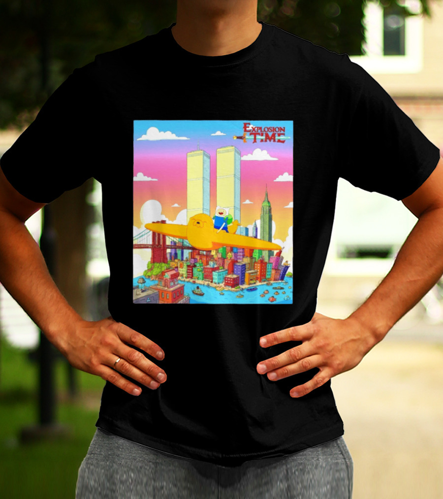 Explosion Time Adventure Finn And Jake NYC Skyline T-Shirt