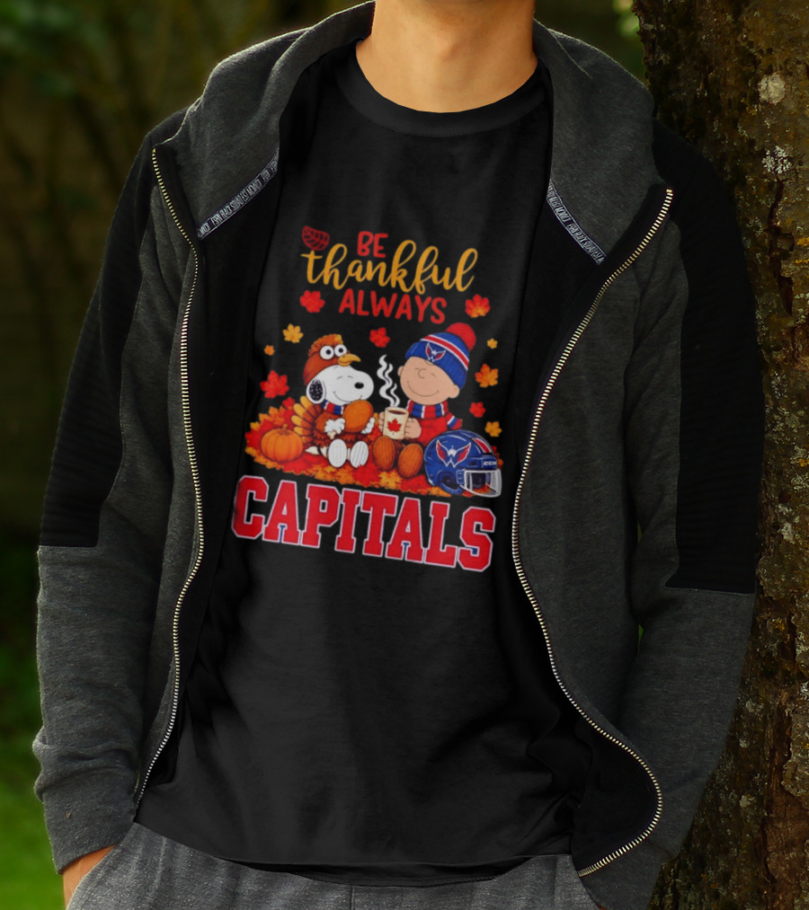 Be Thankful Always Snoopy And Charlie Brown Washington Capitals Cozy Autumn T-Shirt