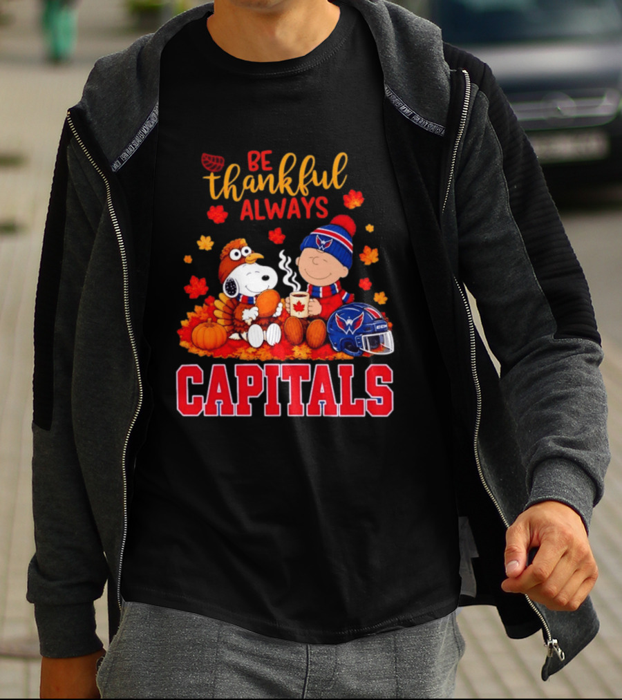 Be Thankful Always Snoopy And Charlie Brown Washington Capitals Cozy Autumn T-Shirt
