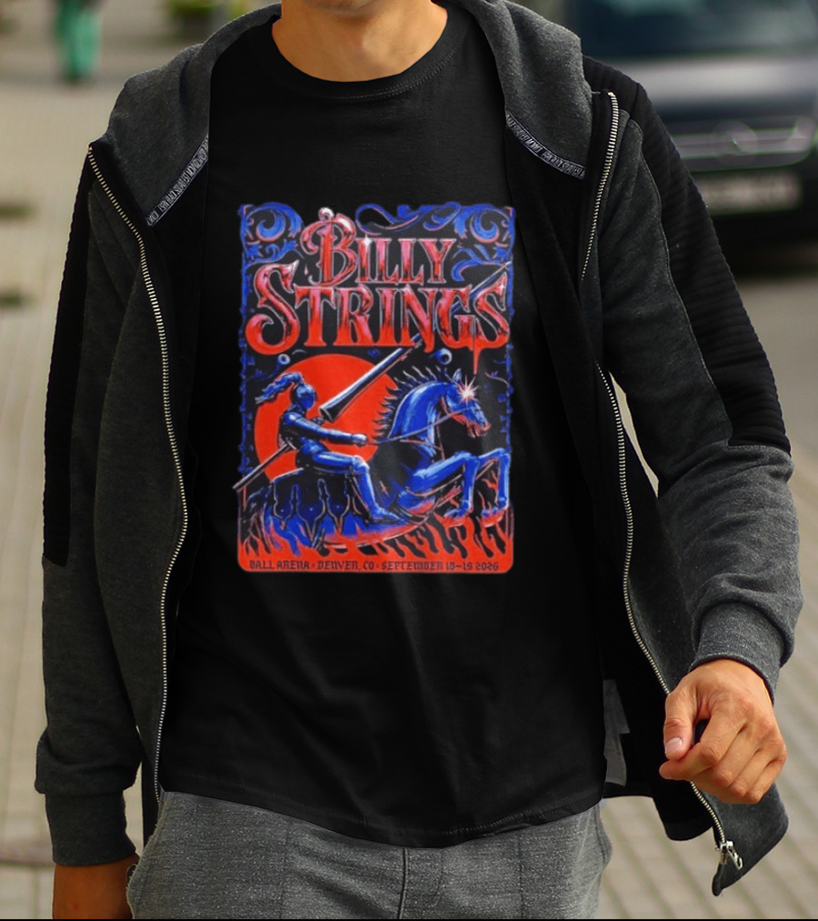 Billy Strings Ball Arena Denver September 18 19 2026 Knight On Horse Tour T-Shirt