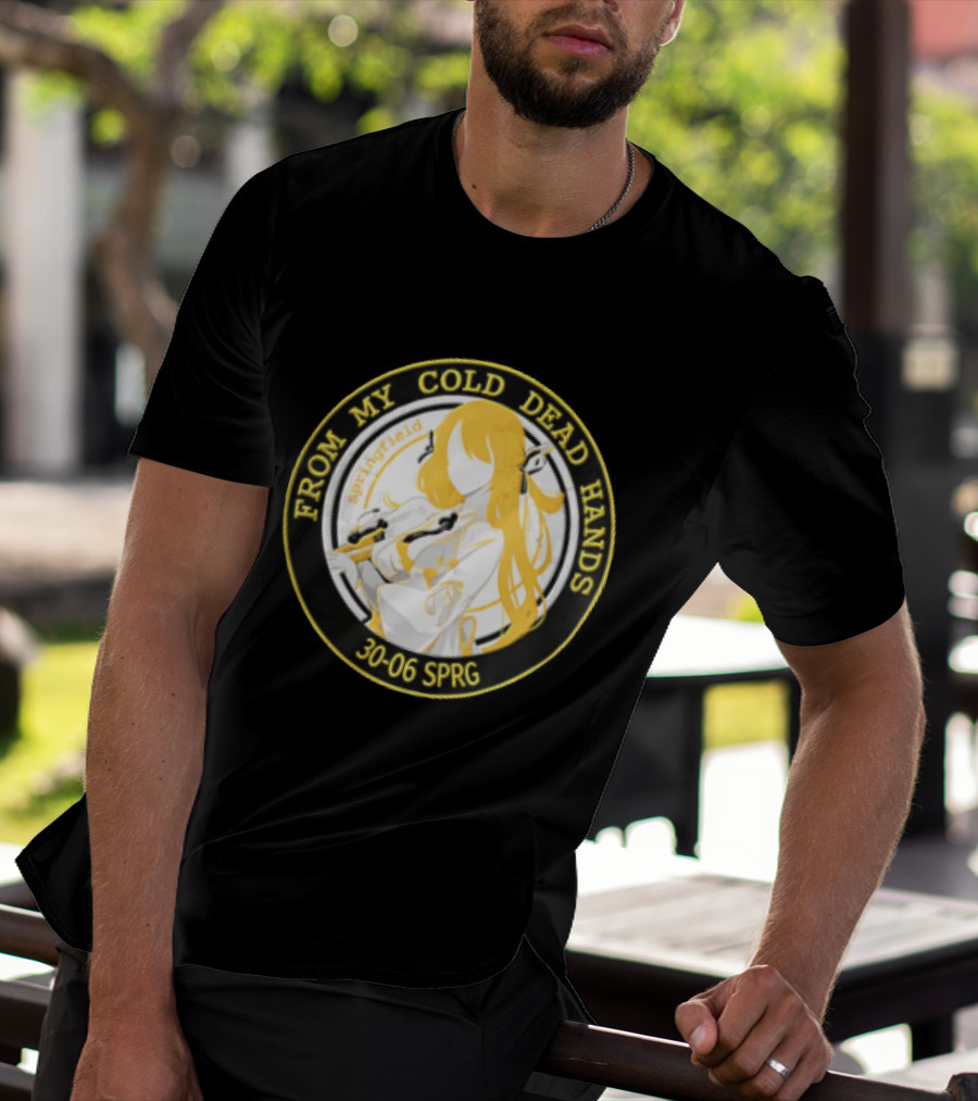 From My Cold Dead Hands Springfield 30 06 Sprg Anime Girl Yellow And Black Circle T-Shirt