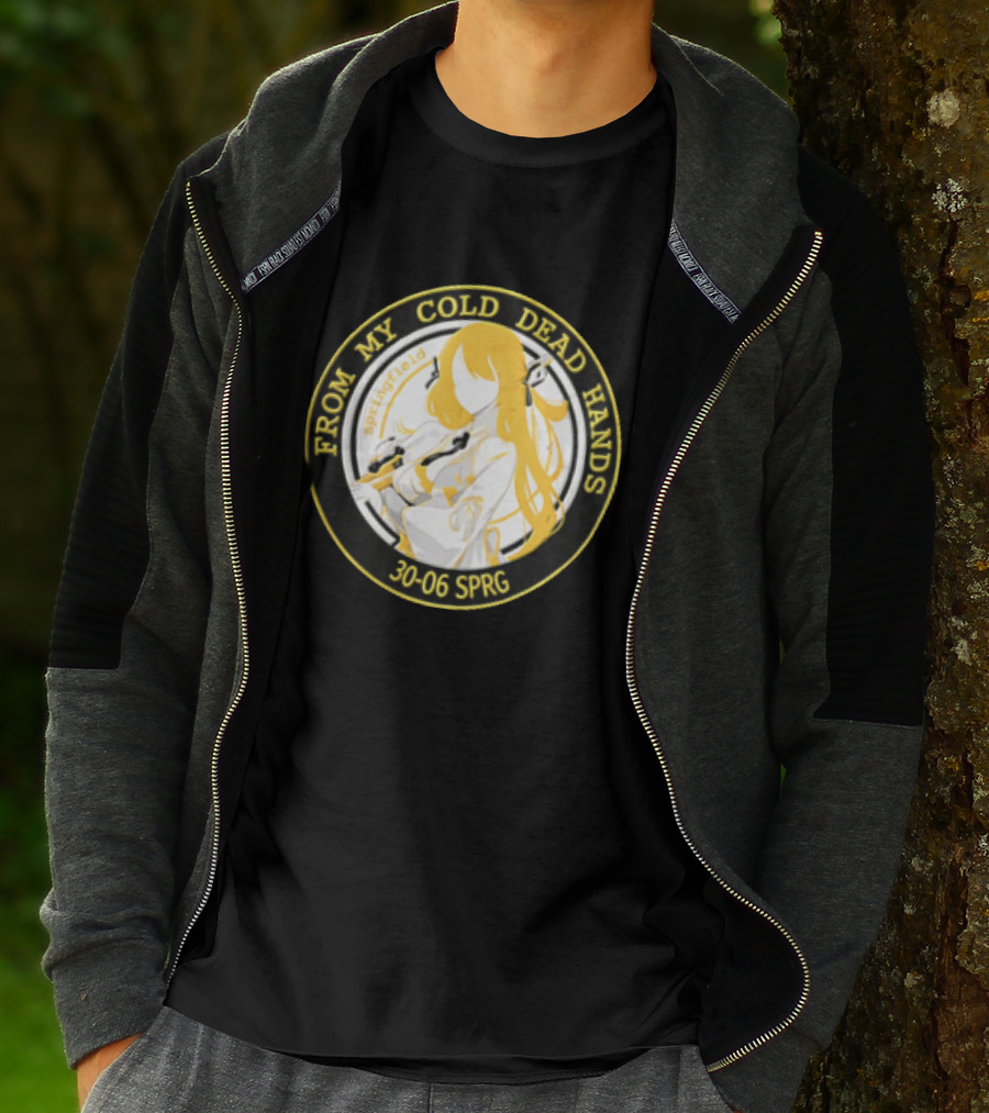 From My Cold Dead Hands Springfield 30 06 Sprg Anime Girl Yellow And Black Circle T-Shirt