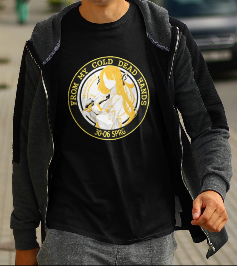 From My Cold Dead Hands Springfield 30 06 Sprg Anime Girl Yellow And Black Circle T-Shirt