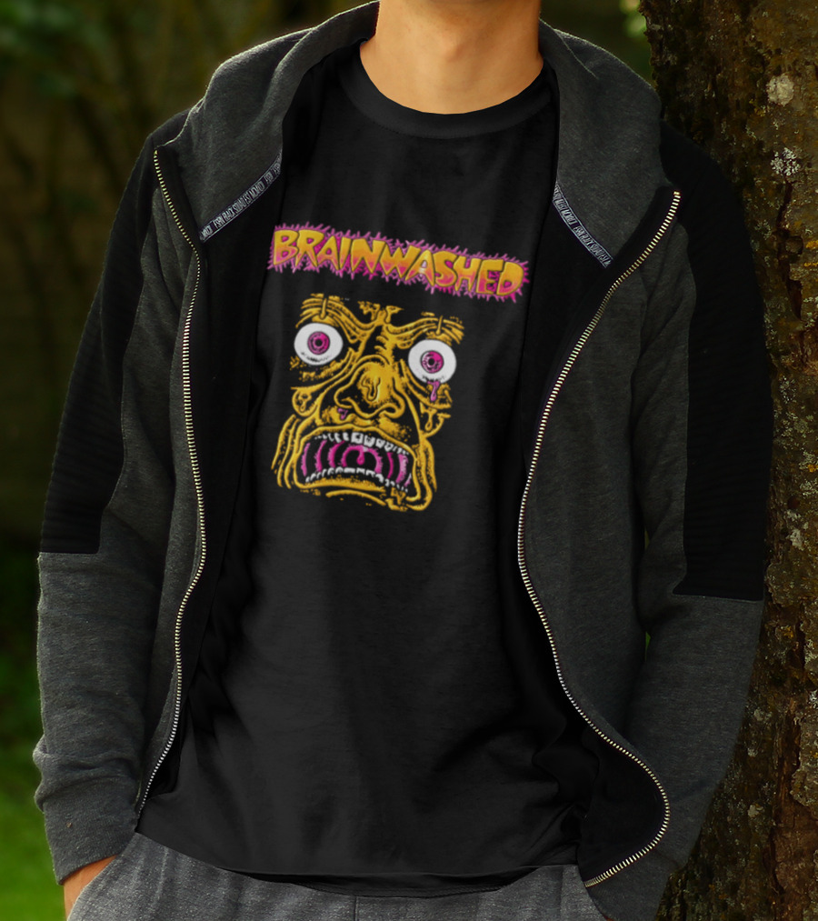 Brainwashed Distorted Melting Face Pink Eyes Vibrant Expression T-Shirt