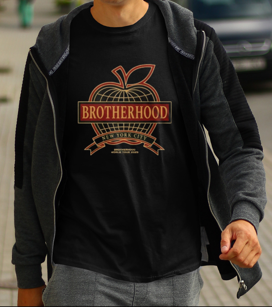 Brotherhood New York City World Tour 2026 Apple Globe T-Shirt