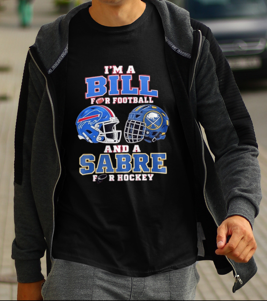 Buffalo Bill Football And Sabre Hockey Fan Helmets T-Shirt