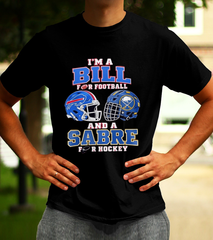 Buffalo Bill Football And Sabre Hockey Fan Helmets T-Shirt