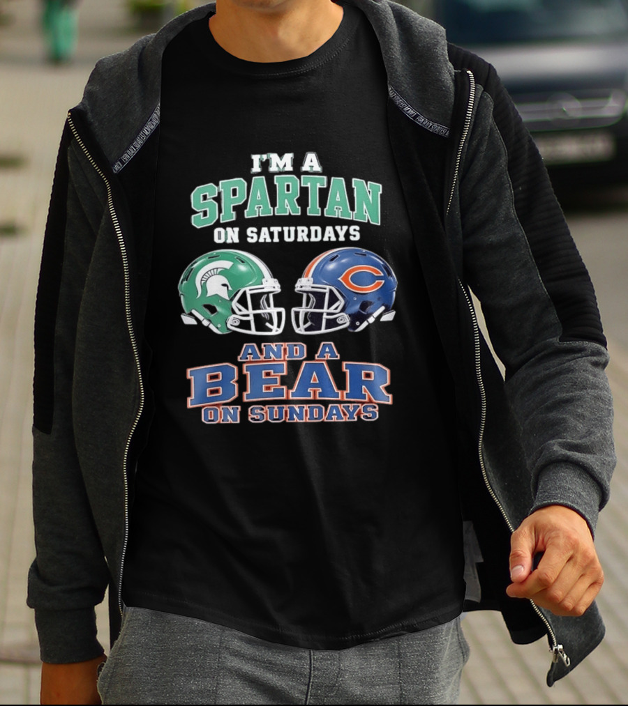 I'm A Spartan On Saturdays Bear Helmet Sundays T-Shirt