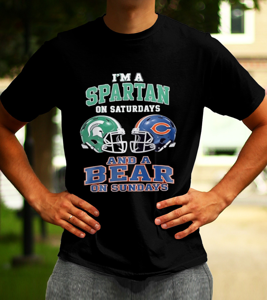 I'm A Spartan On Saturdays Bear Helmet Sundays T-Shirt