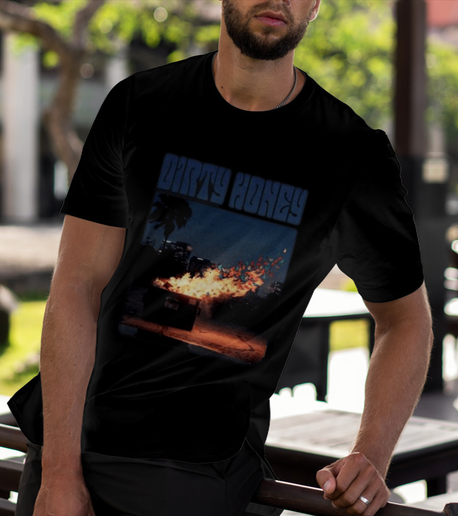 Dirty Honey Dumpster Fire Album Cover Vintage Aesthetic T-Shirt