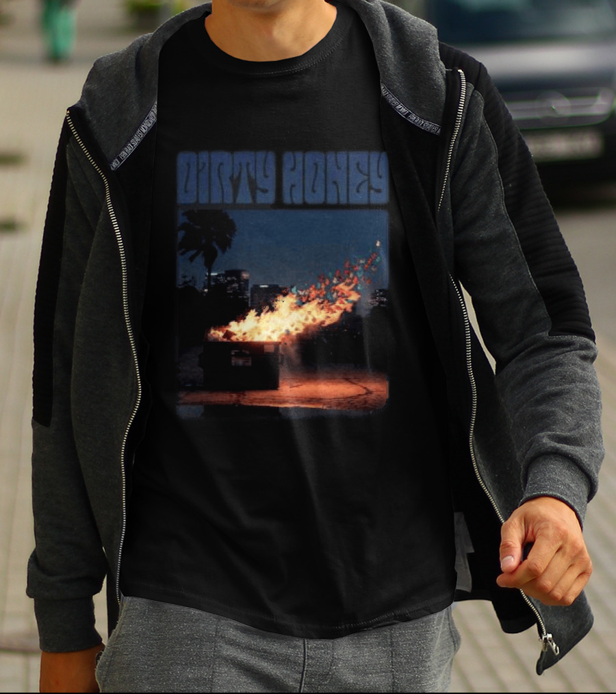 Dirty Honey Dumpster Fire Album Cover Vintage Aesthetic T-Shirt