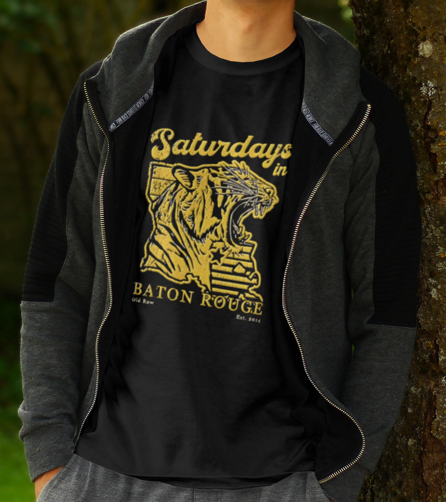 Saturdays In Baton Rouge Kyle Row Miami OH Roaring Tiger Head Louisiana Est 2014 T-Shirt