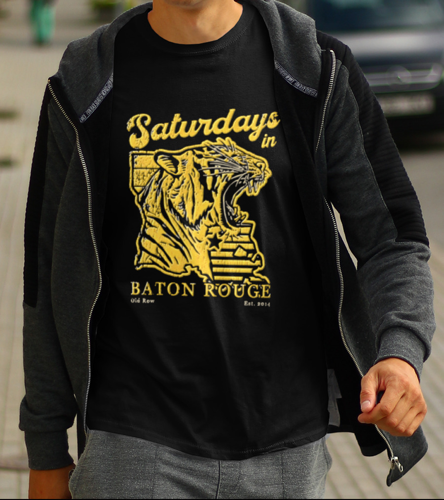 Saturdays In Baton Rouge Kyle Row Miami OH Roaring Tiger Head Louisiana Est 2014 T-Shirt