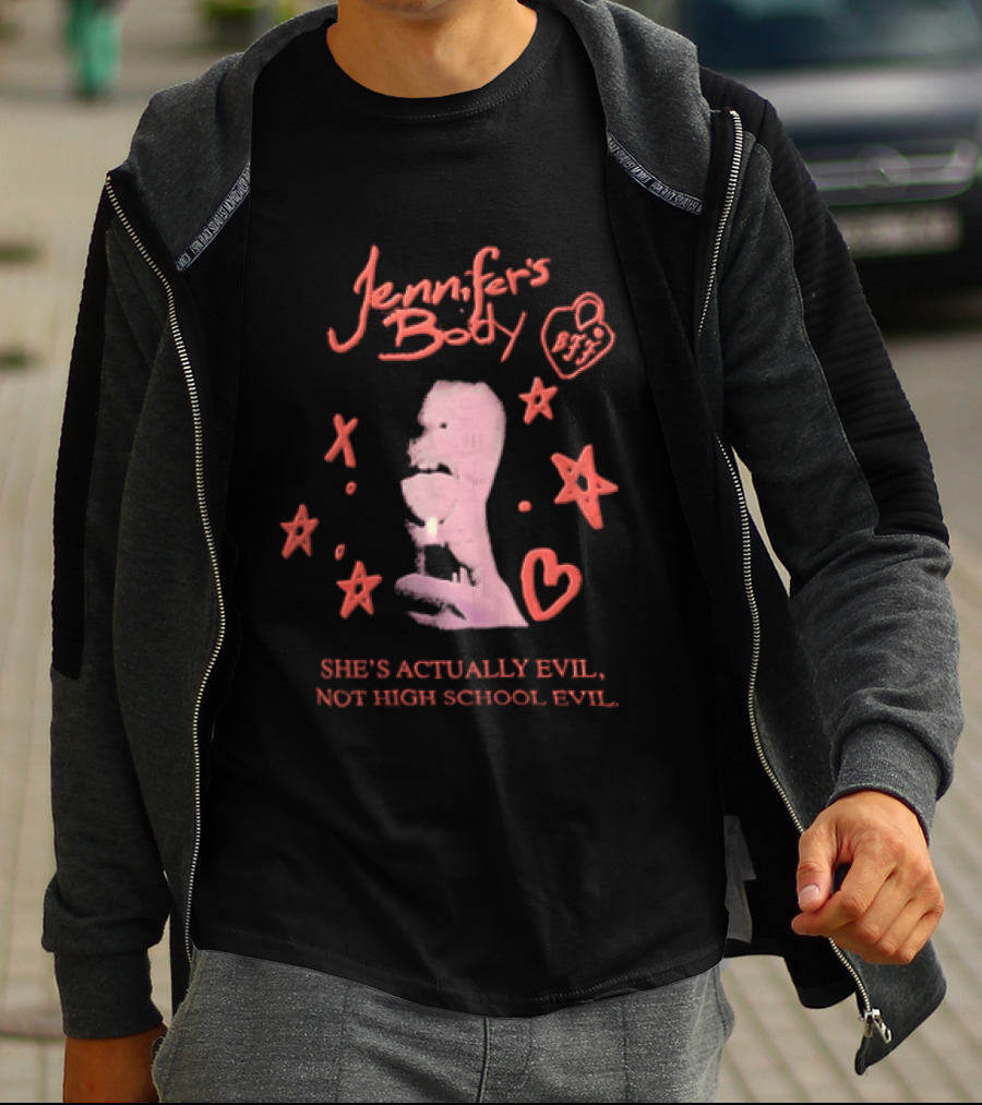 Jennifer's Body She's Actually Evil Not High School Evil Stars And Heart T-Shirt