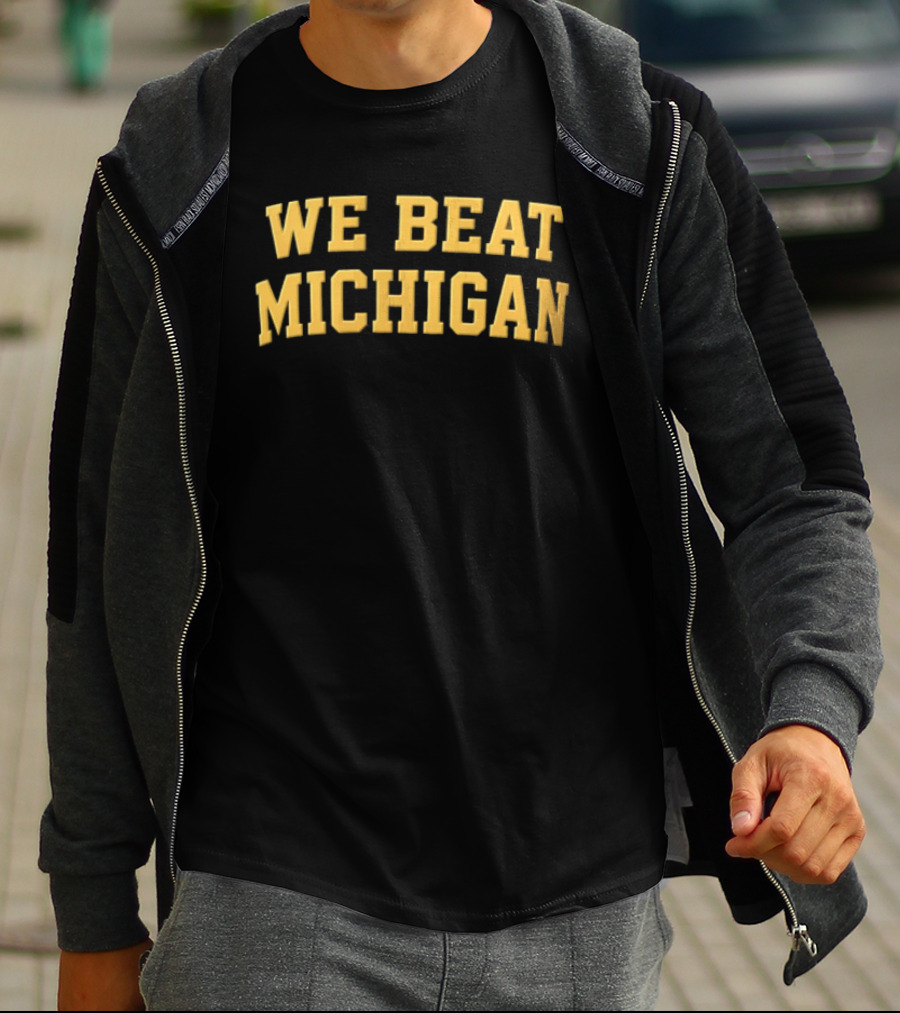 NCAA We Beat Michigan Yellow Varsity Lettering Brown T-Shirt