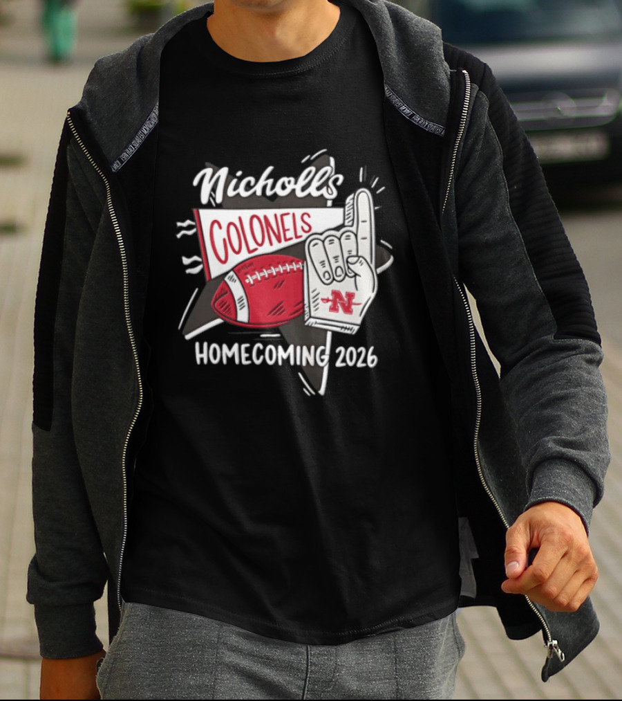 Nicholls Colonels Homecoming 2026 Football Foam Finger Star Pennant T-Shirt