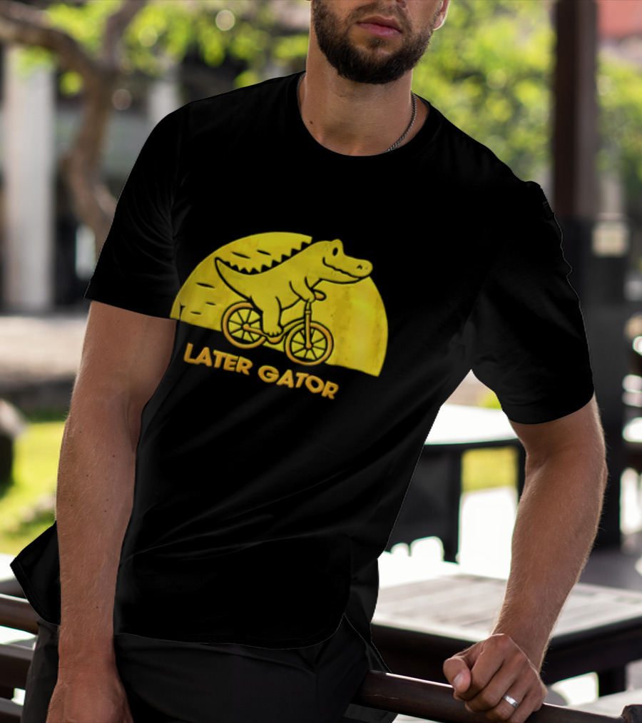 Later Gator Riding Bicycle Fun T-Shirt