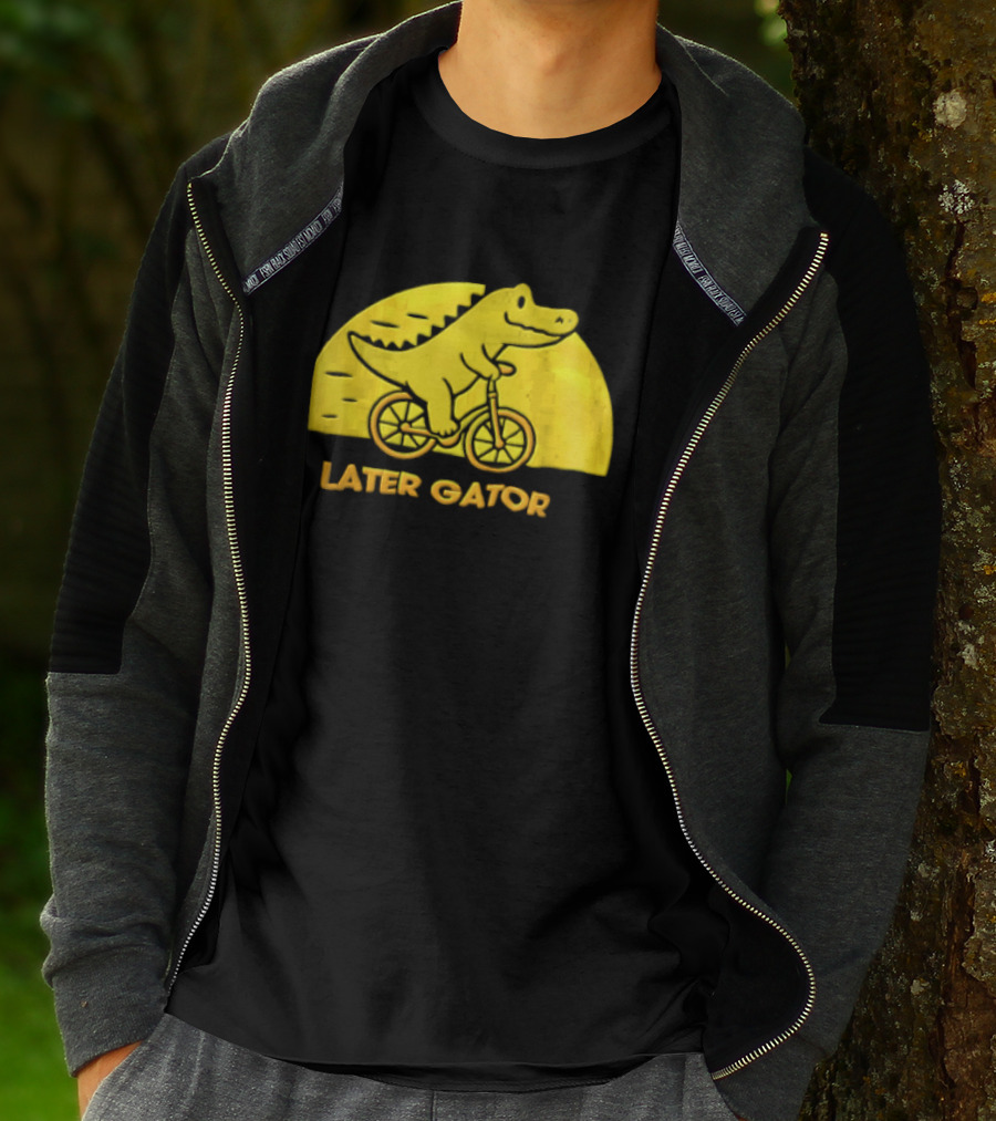 Later Gator Riding Bicycle Fun T-Shirt