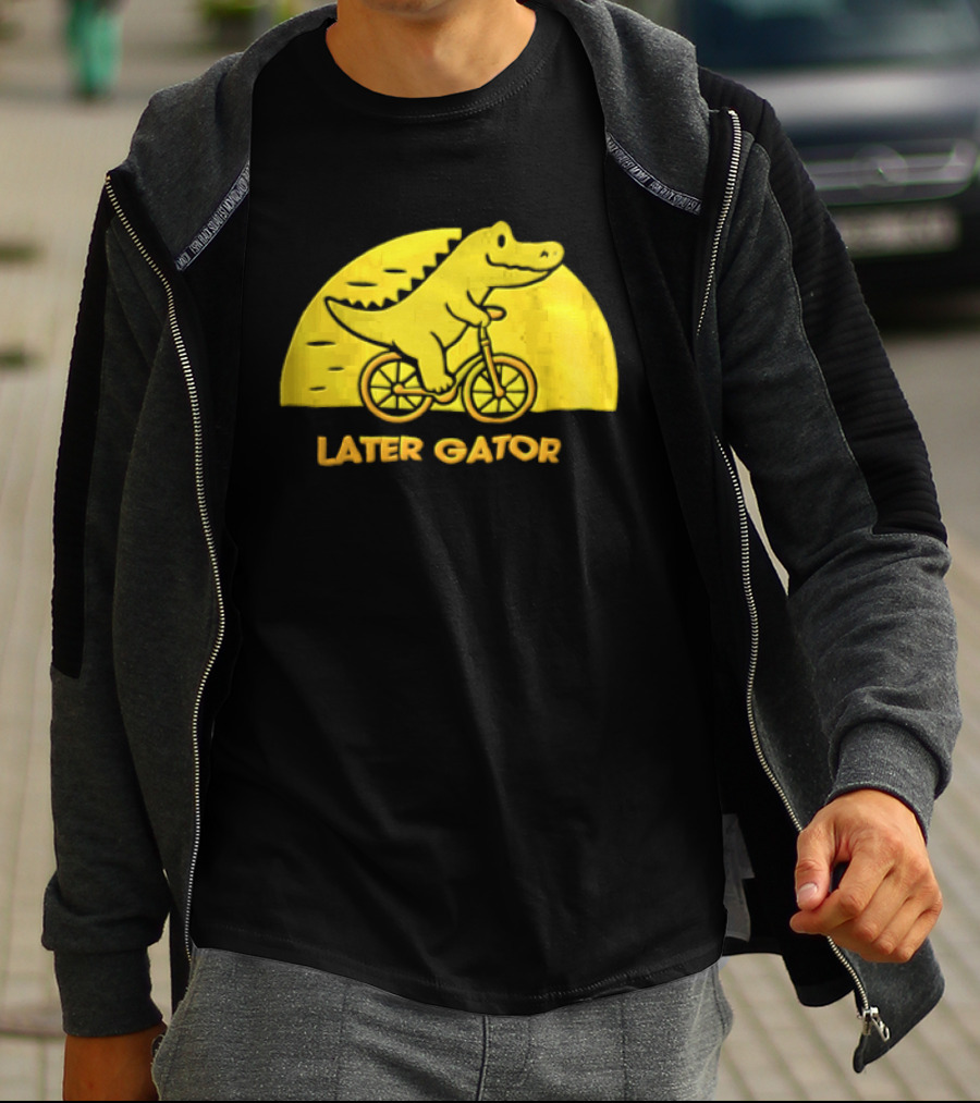 Later Gator Riding Bicycle Fun T-Shirt