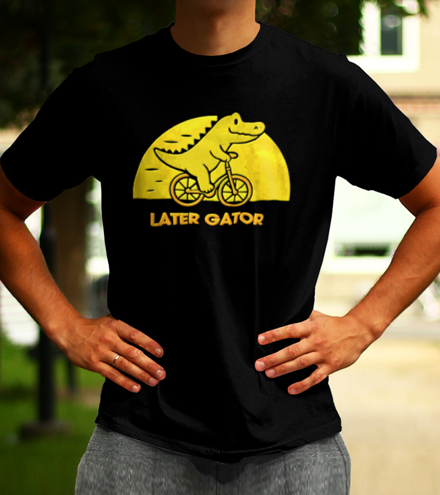 Later Gator Riding Bicycle Fun T-Shirt