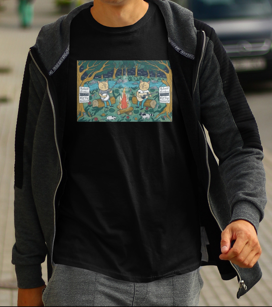 The Avett Brothers Wolf Trap Vienna 2026 Show Cats Playing Instruments Camping Scene T-Shirt