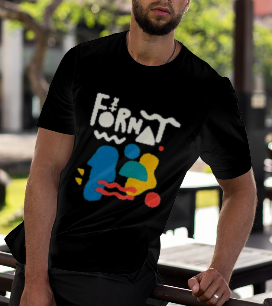 The Format Shop Abstract Shapes Colorful Graphic Black Zip T-Shirt