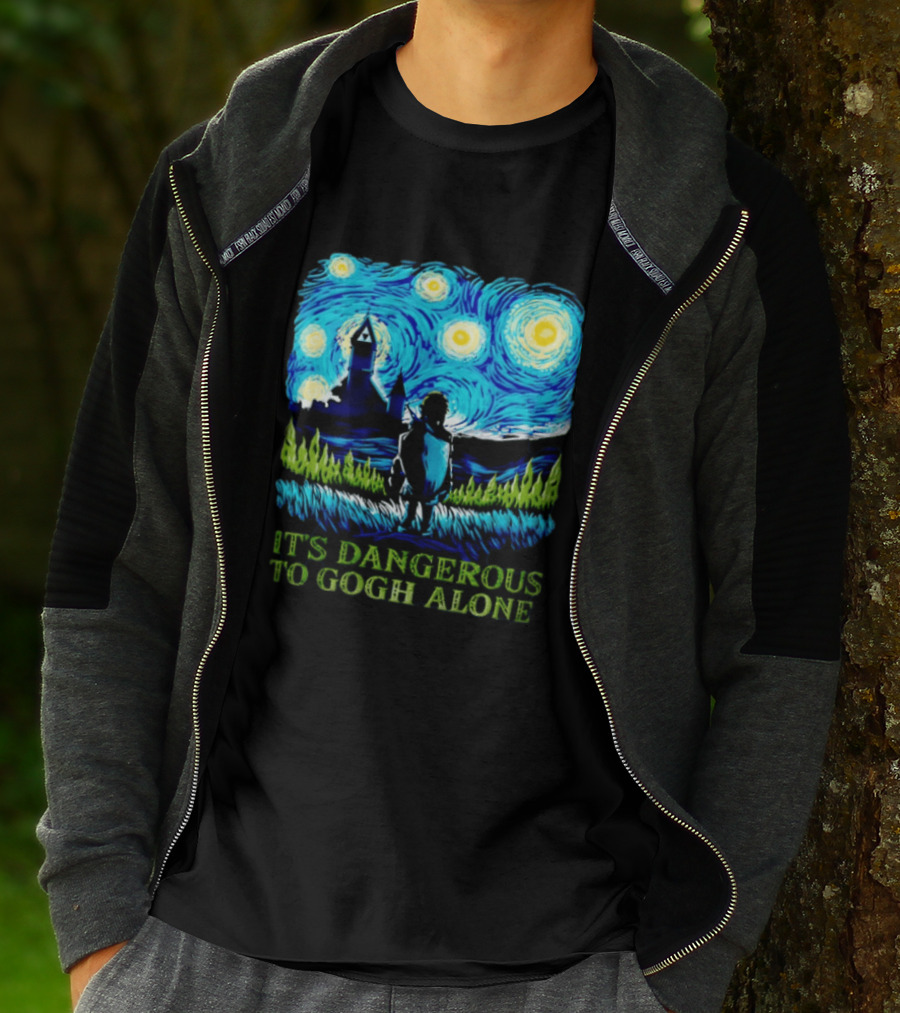 The Legend Of Zelda It's Dangerous To Gogh Alone Starry Night Link Standing T-Shirt