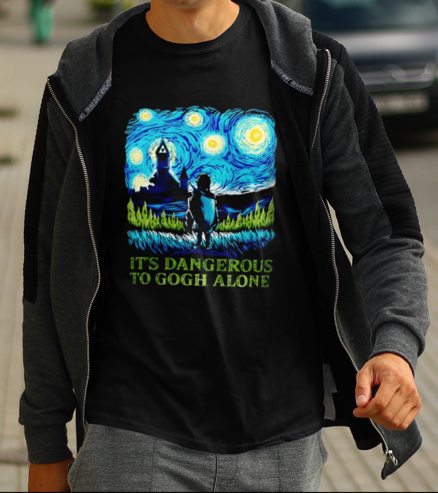 The Legend Of Zelda It's Dangerous To Gogh Alone Starry Night Link Standing T-Shirt