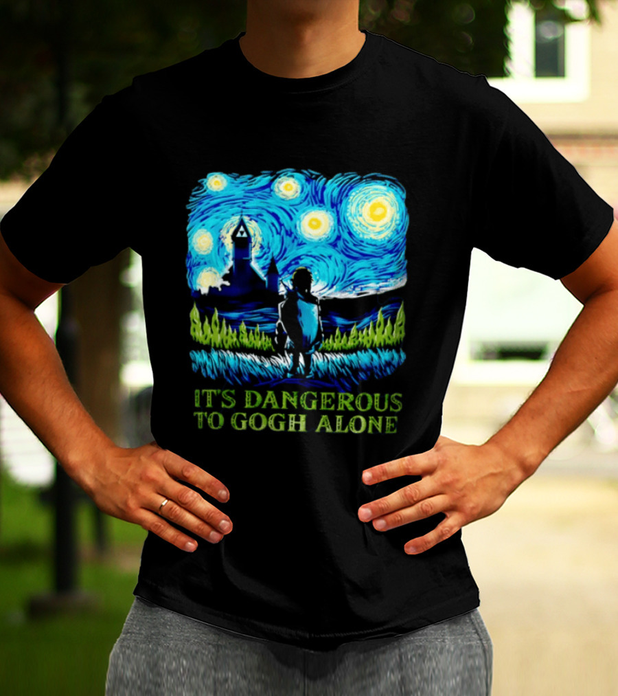 The Legend Of Zelda It's Dangerous To Gogh Alone Starry Night Link Standing T-Shirt