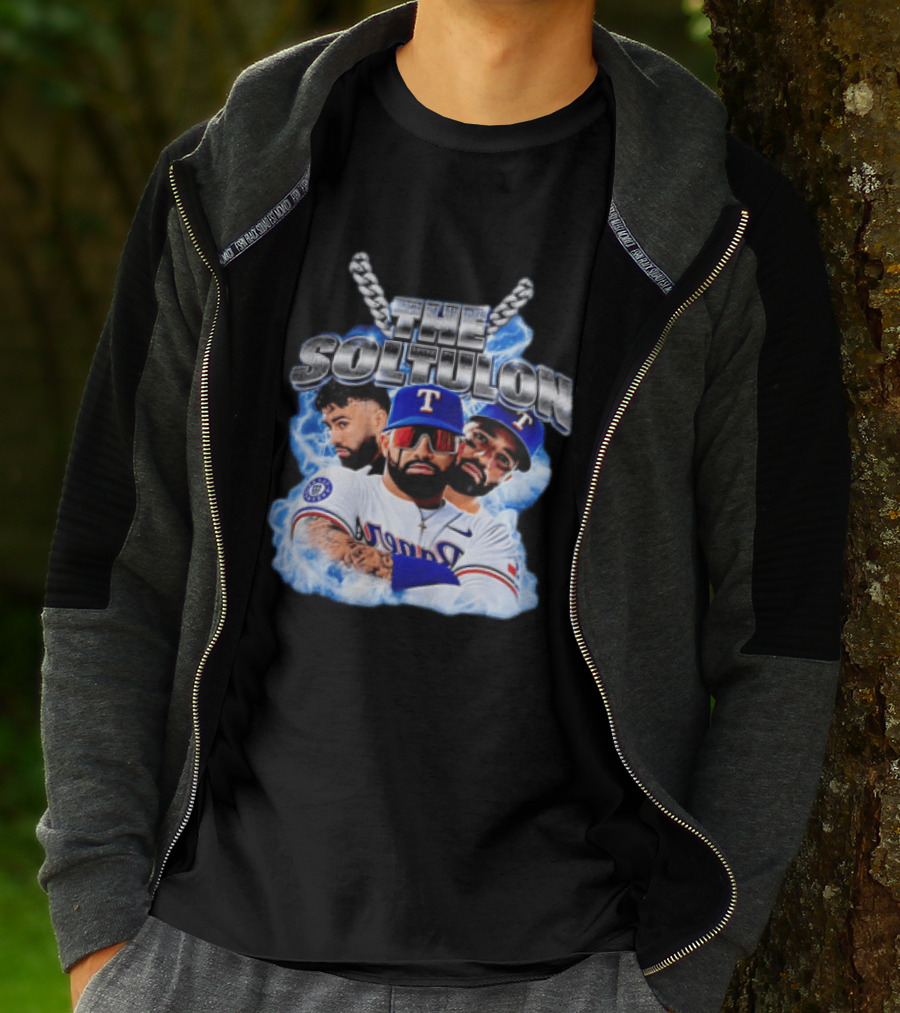 The Soltulon Texas Rangers Baseball Players Trio With Electric Blue T-Shirt