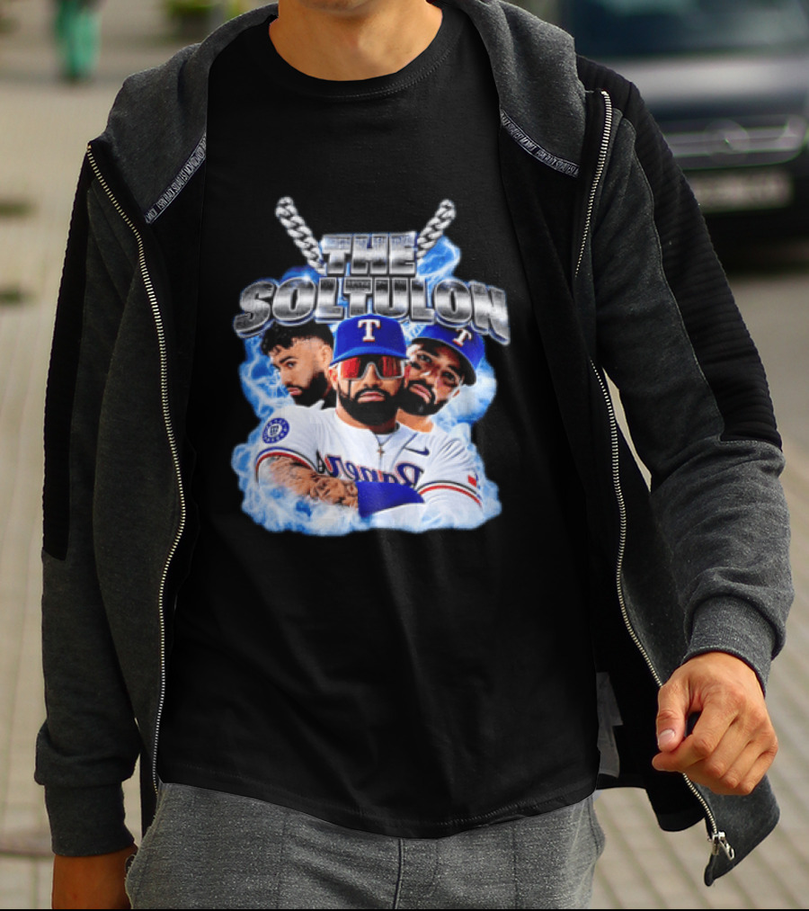 The Soltulon Texas Rangers Baseball Players Trio With Electric Blue T-Shirt