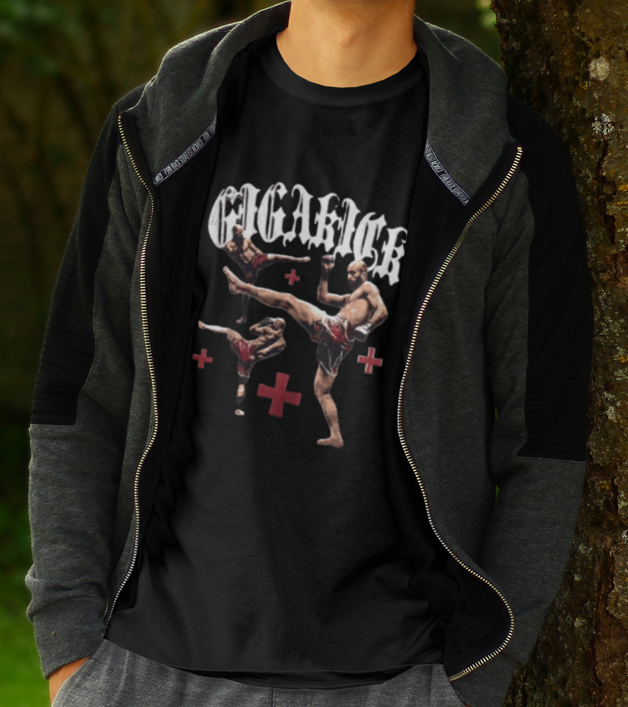 Giga Kick Three Fighters Performing Roundhouse Kicks T-Shirt