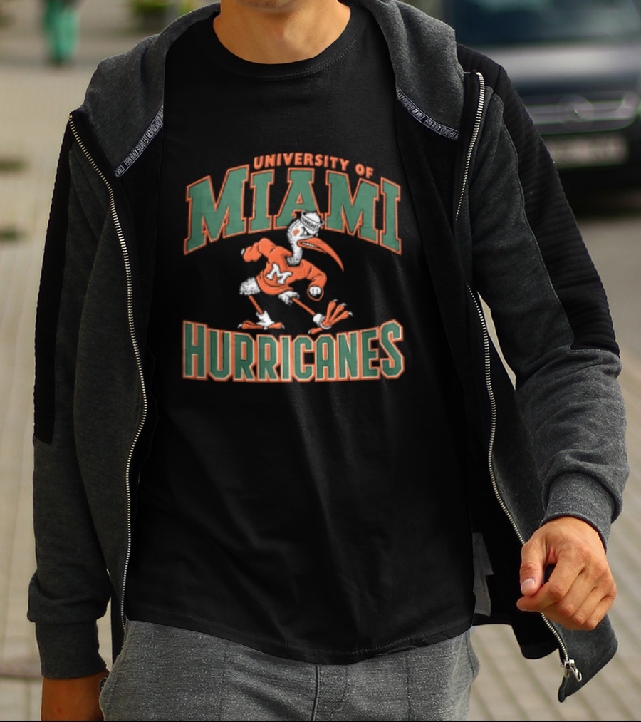 University Of Miami Hurricanes Mascot Ibis Running T-Shirt