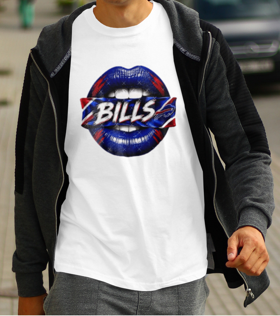 Buffalo Bills Blue Red Lips Banner With Bills Team T-Shirt