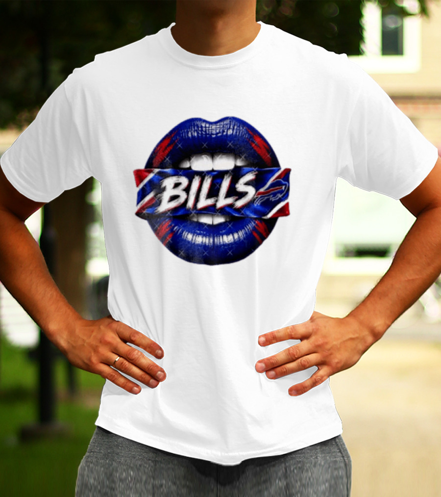 Buffalo Bills Blue Red Lips Banner With Bills Team T-Shirt