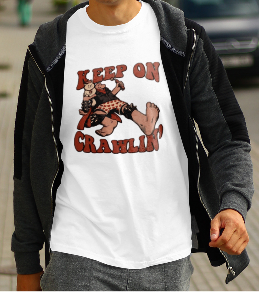 Keep On Crawlin Fat Freddys Cat Cartoon Man Holding Dynamite Cat T-Shirt