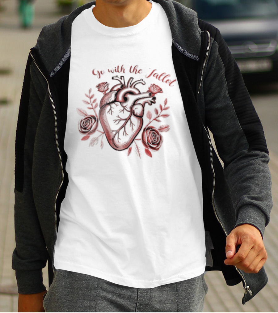 Go With The Fallot Anatomical Heart Rose Surround T-Shirt