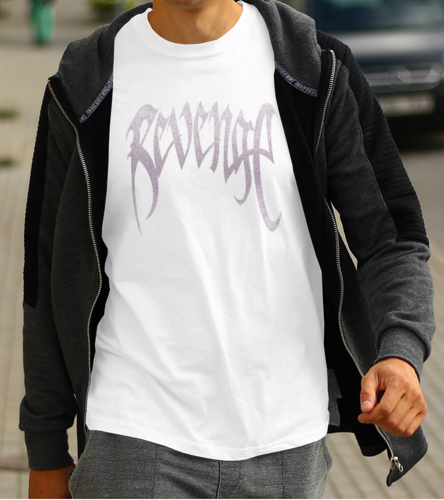 Revenge Store Glitter Arch White Pink Vintage Aesthetic T-Shirt