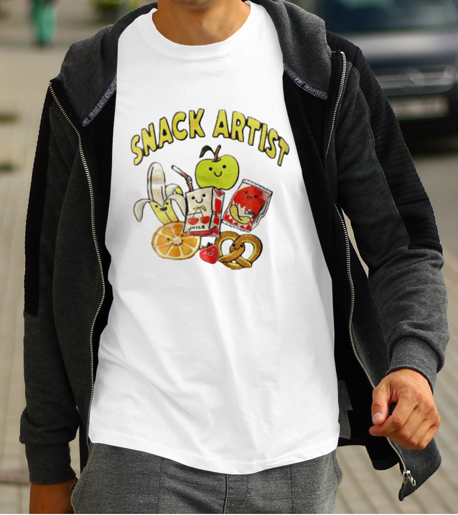 Snacks Juice Banana Apple Chips Pretzel Orange Cartoon T-Shirt