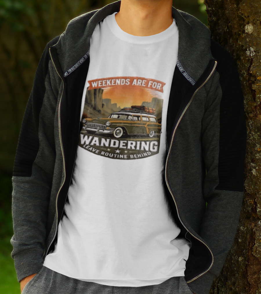 Weekends Are For Wandering Station Wagon Canyon Landscape Leave Routine Behind T-Shirt
