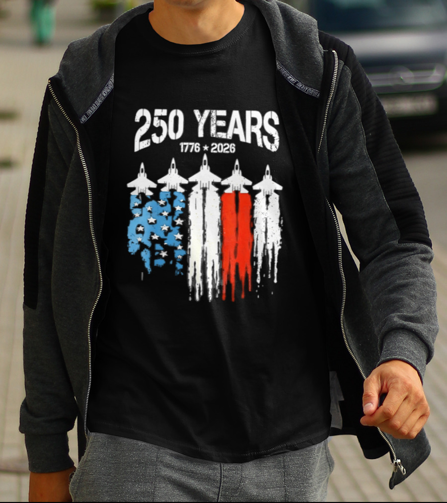 250 Years 1776 2026 Jet Stars And Stripes Anniversary T-Shirt