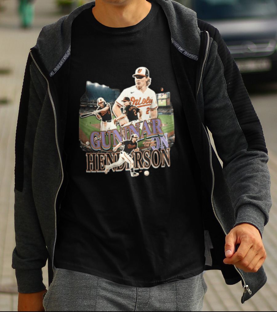 Baltimore Orioles Gunnar Henderson The Gun Baseball Player Action Shots T-Shirt