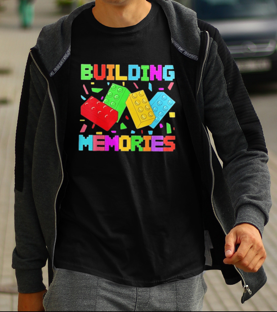 Building Brick Block Memories Colorful Confetti Celebration T-Shirt