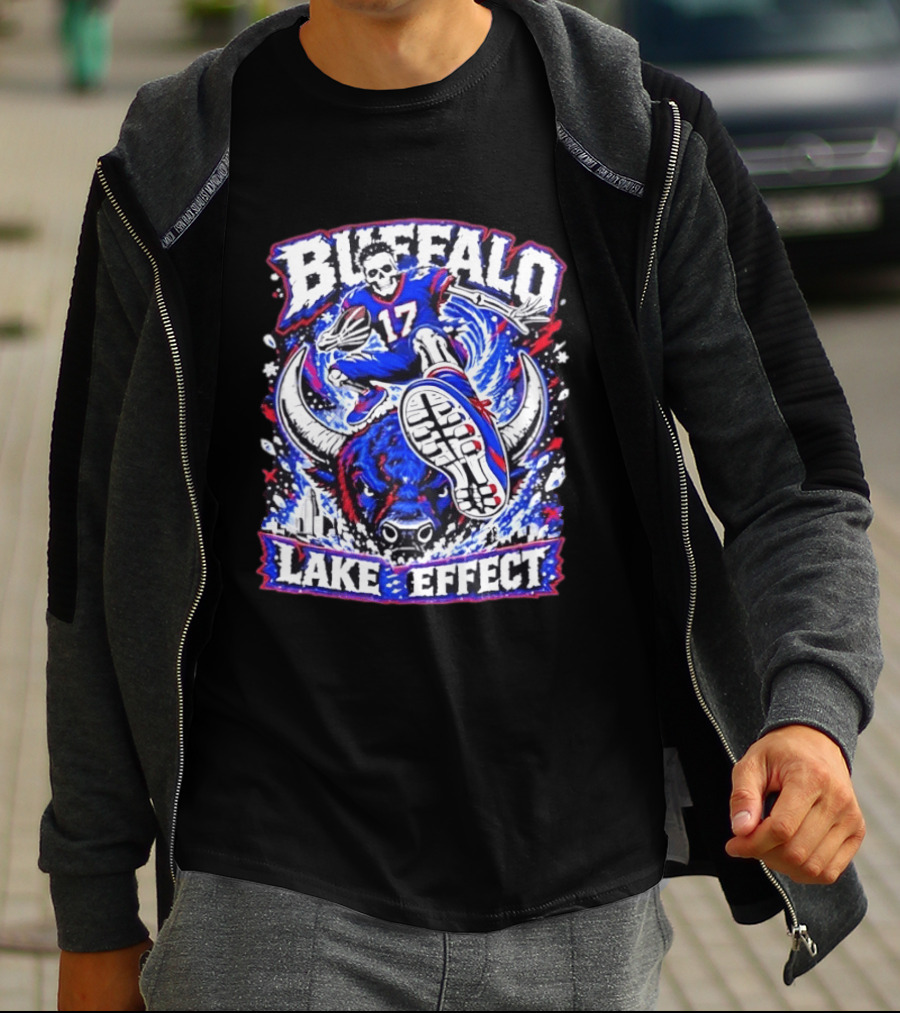 Buffalo Bills Lake Effect 17 Football Player Skull Buffalo T-Shirt