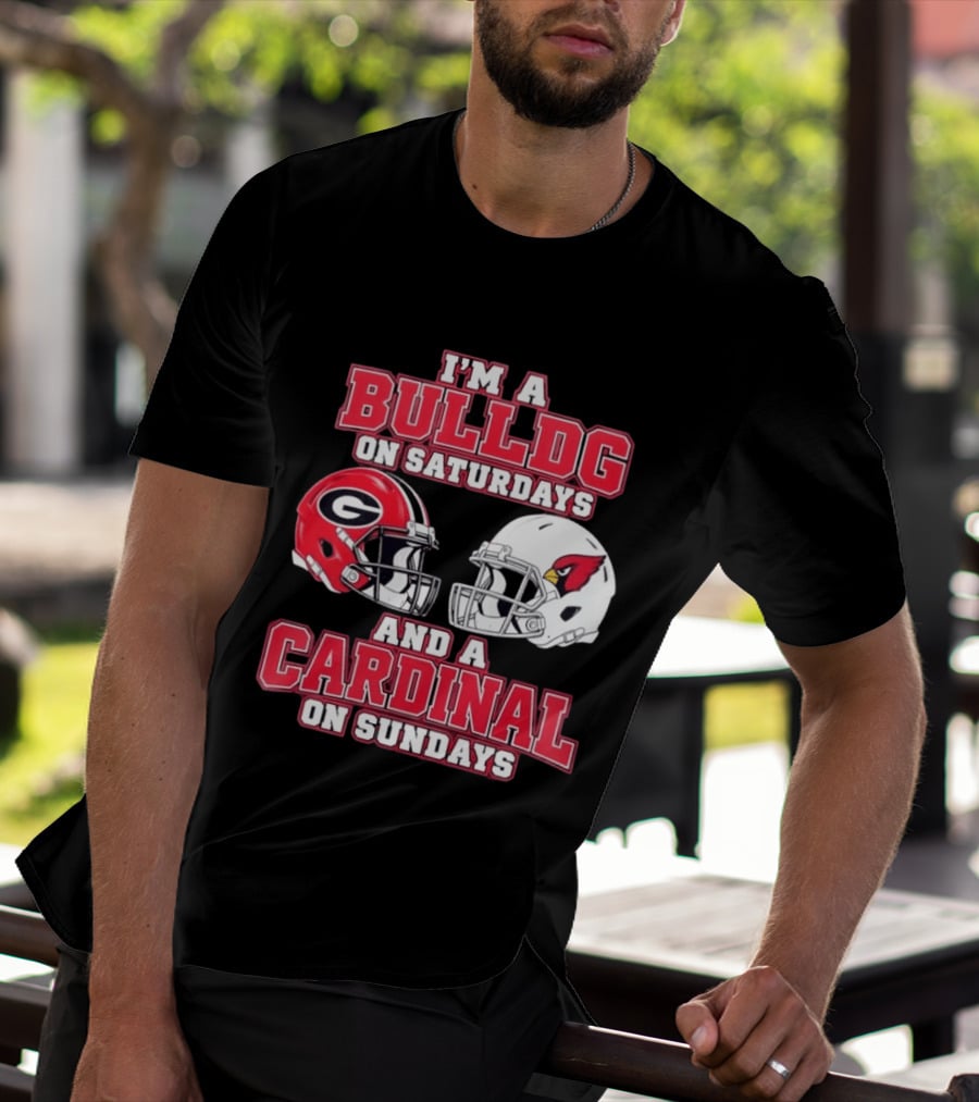 I'm A Bulldog On Saturdays And A Cardinal On Sundays Football Helmets T-Shirt