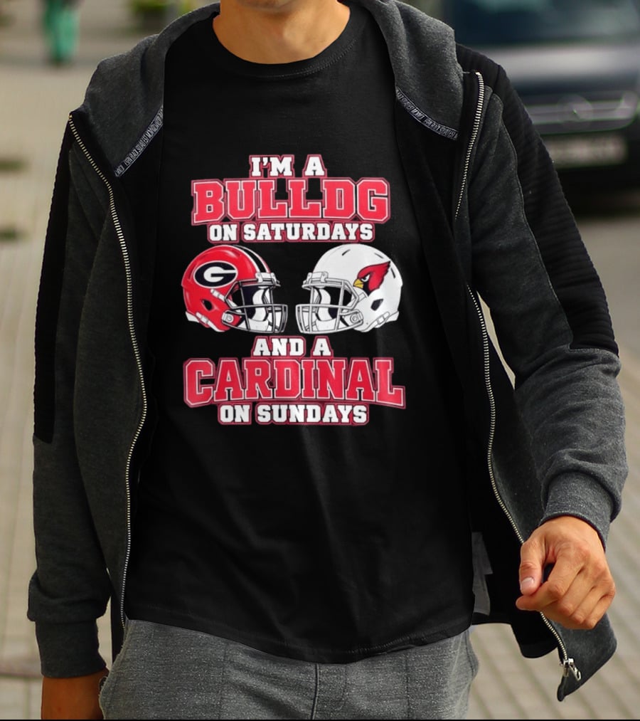 I'm A Bulldog On Saturdays And A Cardinal On Sundays Football Helmets T-Shirt