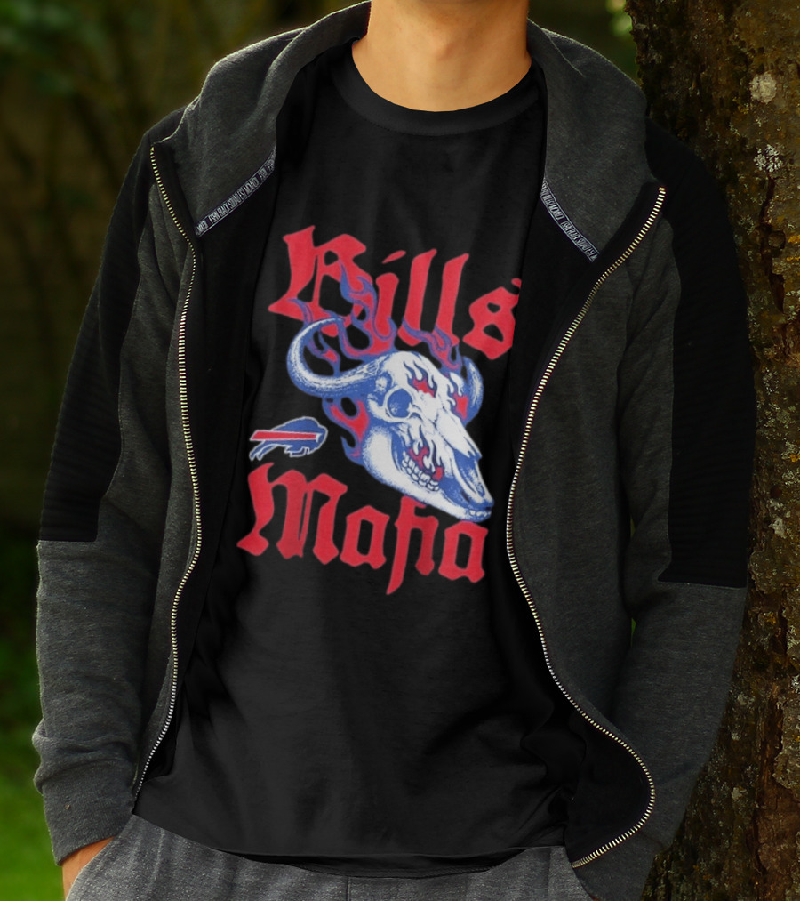 Buffalo Bills Mafia Skull Flames T-Shirt