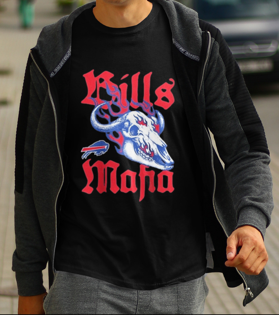 Buffalo Bills Mafia Skull Flames T-Shirt