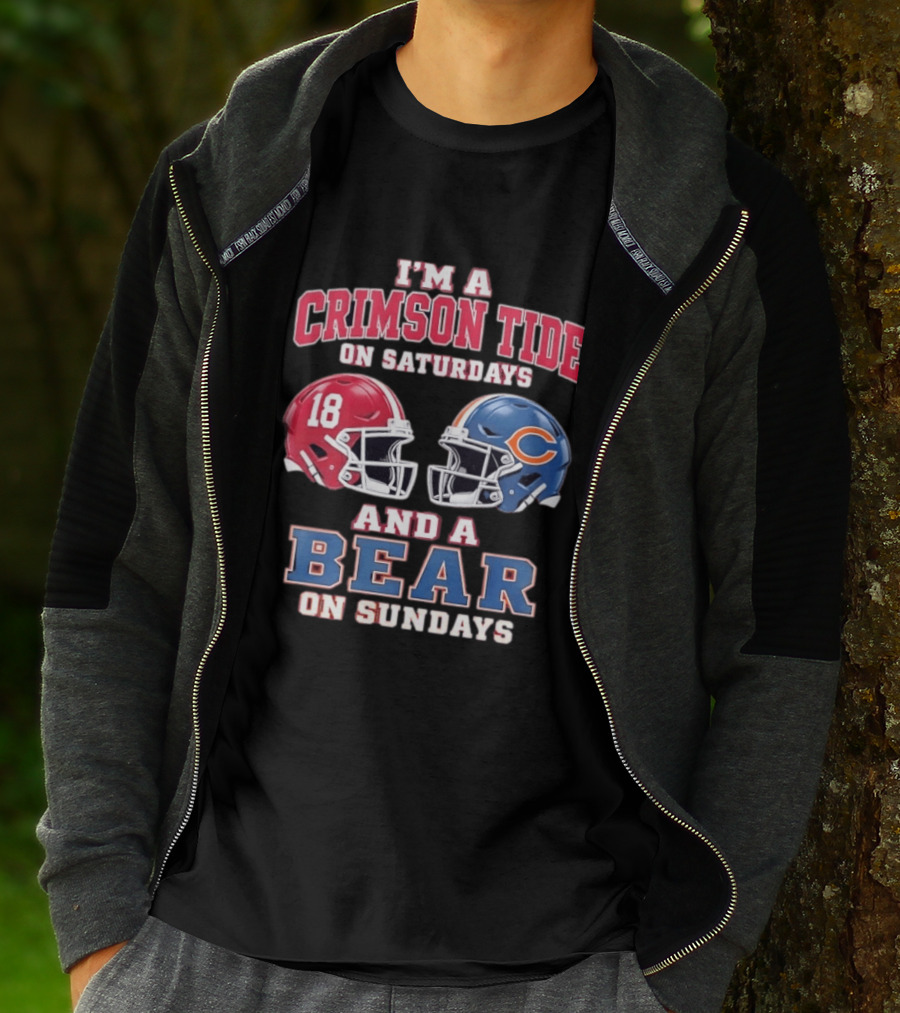 I'm A Crimson Tide On Saturdays And A Bear On Sundays Football Helmets T-Shirt